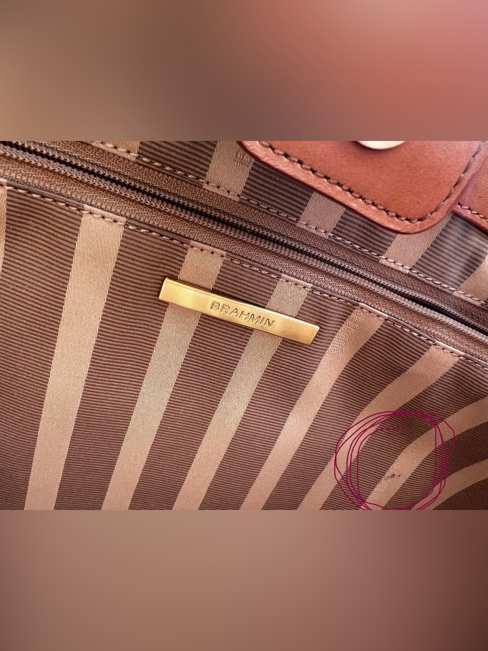 Brahmin Woven Leather Cognac. Nantucket Basket weave - Picture 8 of 13
